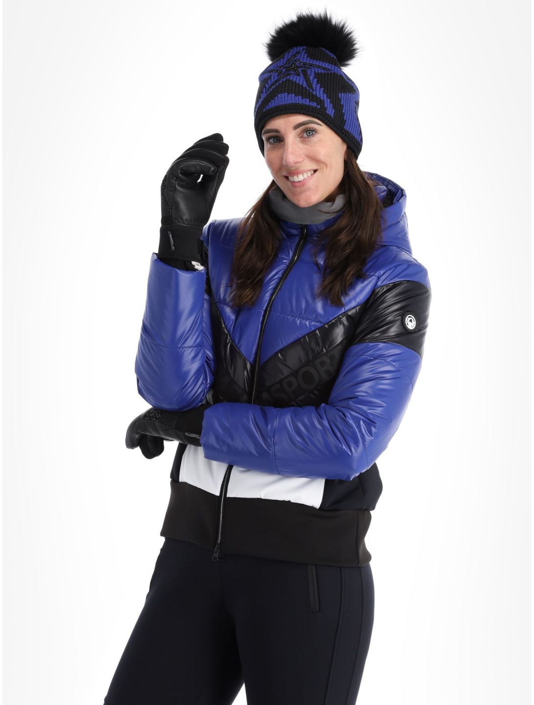 Sportalm Kitzbühel, Stockholm m.Kap.o.P. veste de ski femmes Bold Bluebell blanc, bleu, noir 