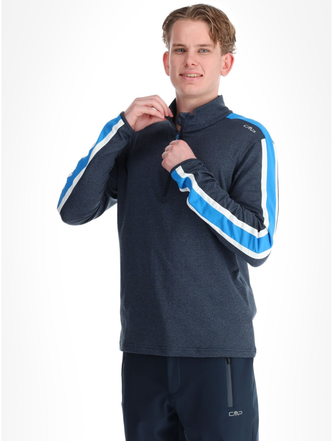 CMP, 39L2577 pull de ski hommes Black Blue Melange - Royal Blue bleu 